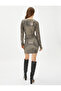 Sequined Mini Evening Dress Draped Slim Fit - 4
