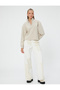 Raised Half Zipper Sweatshirt Relaxed Fit Stand Collar Textured - 2