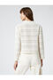 Openwork Sweater Stand Collar Long Sleeve - 4