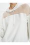 Mesh Detailed Hooded Sweatshirt Long Sleeve - 5