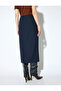 X Melis Ağazat - Stoned Button Detailed Slit Midi Pencil Skirt - 4