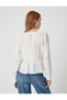 V-Neck Blouse with Flounces, Slim Fit, Lace Detail, Long Sleeves - 4