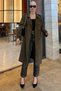 Khaki Velvet Fabric Buttoned Women's Trench Coat Sh187 - 3