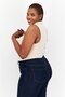 Women Ribbed Sleeveless Bodysuits, Beige - 2