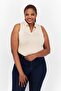Women Ribbed Sleeveless Bodysuits, Beige
