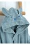 Bamboo Light Blue Hooded Children's Bathrobe - 4