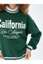 Crew Neck College Printed Oversize Sweatshirt - 5