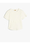 Basic T-Shirt Short Sleeve Crew Neck Ribbed Stitching Detail