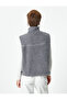 Plush Vest Lined Zippered Pocket Detailed Stand Collar Color Contrast - 4