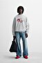 Unisex Oversize Sweatshirt Underground Trajectory Angle Printed Gray – Crew Neck, 3 Yarns - 4