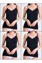 Lace 4-Piece Rope Strap Cotton Lycra V-Neck Black Color Women's Undershirt