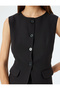 Buttoned Round Neck Vest with Flap Pocket Detail - 5