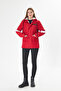 Women's Woven Fabric Hooded Puffer Jacket with Front Cover, Snap Fasteners and Zipper - 2