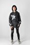 Washed Black 816 Stars Printed Oversize Unisex Hoodie - 3