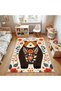 Özge Collection Colorful Leaves and Flowers Cute Bear Patterned Woven Base Decorative Carpet Ozge14 - 2