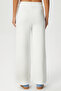 Women's Columb Thick Inside Fleece Embroidered Straight Cut Ecru Sweatpants - 7
