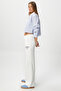 Women's Columb Thick Inside Fleece Embroidered Straight Cut Ecru Sweatpants - 2