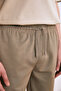 Huxley Men's Regular Pipe Leg Regular Lace-Up Waist Organic Cotton Side Pocket Mink Trousers - 3