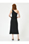 One Shoulder Midi Dress with Window Detail and Beaded - 4