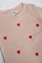 100% cotton little heart embroidered girl's sweatshirt beige - 5