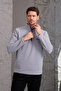 Men's Winter Thick Half Zipper Cotton Fabric Fleece Jacket Gray - 5