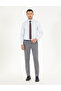 Light Blue 100% Cotton Shiny Satin Slim Fit Long Sleeve Basic Shirt 50268201-Vr003 - 4