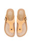 Women's Yellow Flip Flops Nubuck Leather Slippers - 4