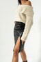 Black Leather Skirt with Gathered Side Slit Detail - 6