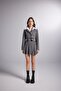Removable Shirt Collar Detailed Striped Crop Kira Blazer Jacket Gray - 2