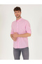 Pink Linen Blend Regular Fit Long Sleeve Shirt 50265119-Vr041