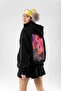 Summer Love Back Printed Oversize Unisex Black Hoodie - 5
