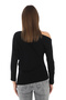 Women's One Shoulder Boat Neck Steel Thick Black Blouse - 7