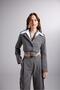 Removable Shirt Collar Detailed Striped Crop Kira Blazer Jacket Gray - 7