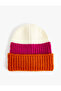 Knitted Beret with Color Block Folding Detail