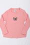100% Cotton Butterfly Embroidered Girls' Sweatshirt Salmon - 2