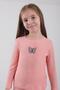 100% Cotton Butterfly Embroidered Girls' Sweatshirt Salmon
