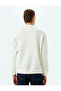 Polo Neck Raised Cotton Blended Basic Printed Sweatshirt - 4