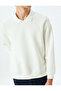 Polo Neck Raised Cotton Blended Basic Printed Sweatshirt - 5