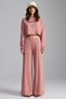 Vielka Women's Organic Cotton Inside Fleece-Lined Ribbed Letter Embroidery Detailed Dusty Rose Sweatpants