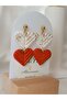 Steel Earring Apparatus - Heart Earring - Red & White Polymer Clay Earring - 4