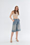 Light Blue Tint Side Pocket Denim Baggy Jeans Shorts - 100% Cotton - 3