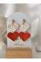 Steel Earring Apparatus - Heart Earring - Red & White Polymer Clay Earring