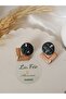 Custom Design Black-Metallic Bronze Steel Earrings - Handmade Polymer Clay Earrings - 2