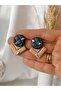 Custom Design Black-Metallic Bronze Steel Earrings - Handmade Polymer Clay Earrings - 5