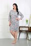 Women's Plus Size Combed Cotton Nightdress Home Dress Gray 12507 - 2