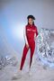 Belt Detailed Raised Logo Special Snow Snowy Jumpsuit Red - 3