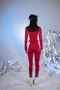 Belt Detailed Raised Logo Special Snow Snowy Jumpsuit Red - 5