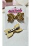 Gold Gold Glittery Mini Bow 2-Piece Metal Clip Buckle - 4
