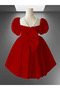 Special Design Red Short Sleeve Pearl Detailed Girls' Evening Dress - 2