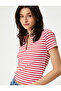 Glitter Polo Neck T-Shirt Short Sleeve Ribbed Standard Fit - 2
